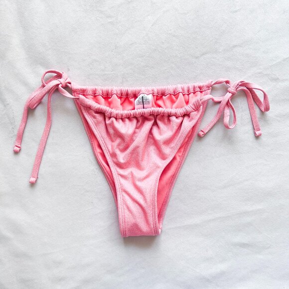 Wild Fable Shimmery Pink High Leg Side-Tie Bikini Bottom - Picture 1 of 4